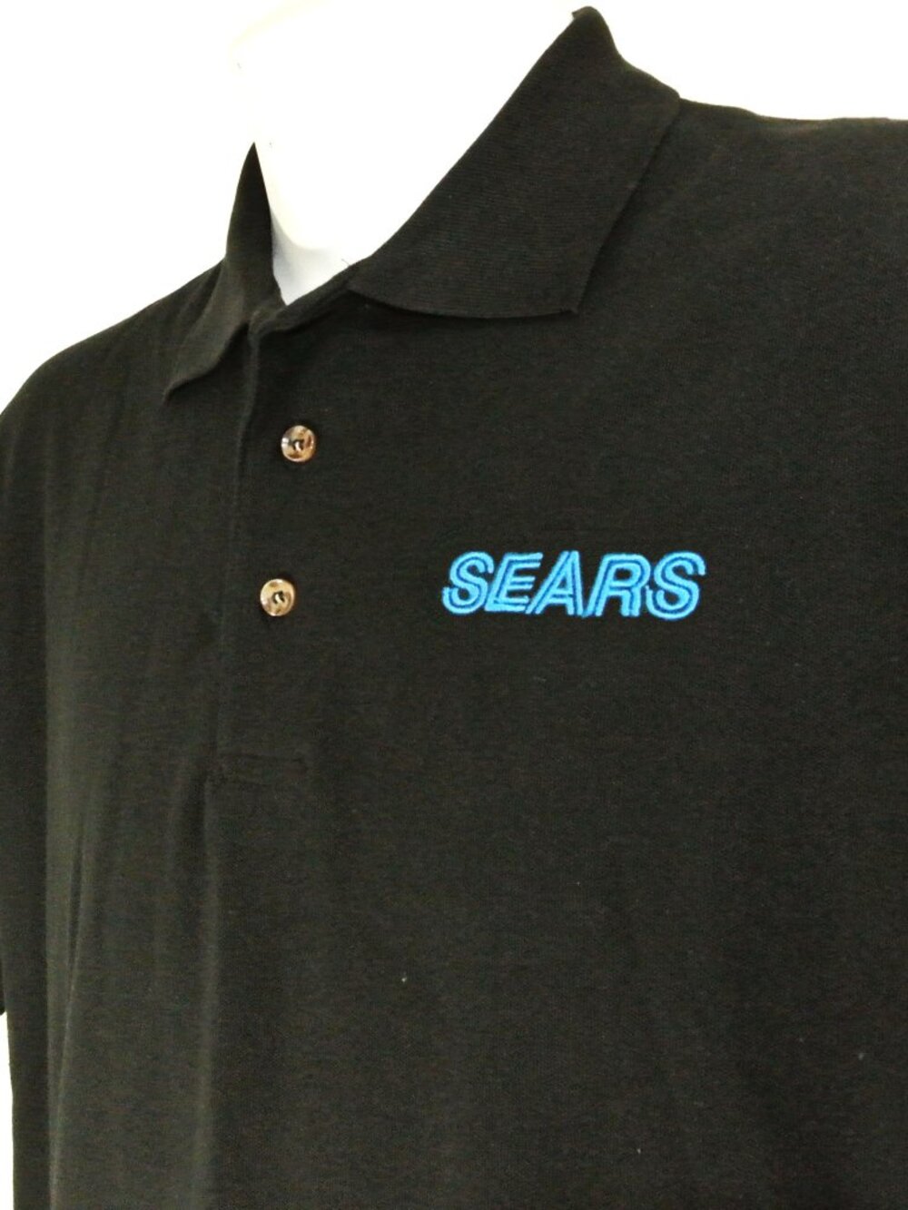 SEARS Department Store Employee Uniform Men's Black Polo Shirt Size S Small